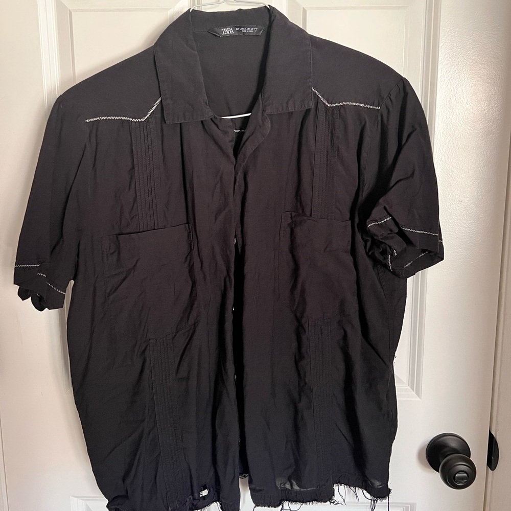 Western style oversized short sleeve shirt